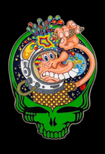 Load image into Gallery viewer, 3in UV reactive enamel hat pin ice cream psychonaut
